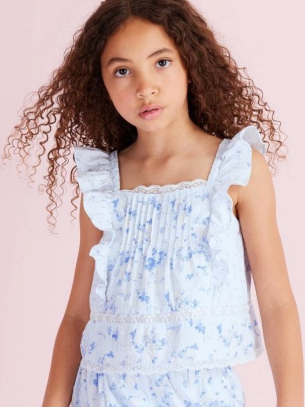 NWT LoveShackFancy x Target Girls' Rebecca Budding Florals Ruffle Tank Top